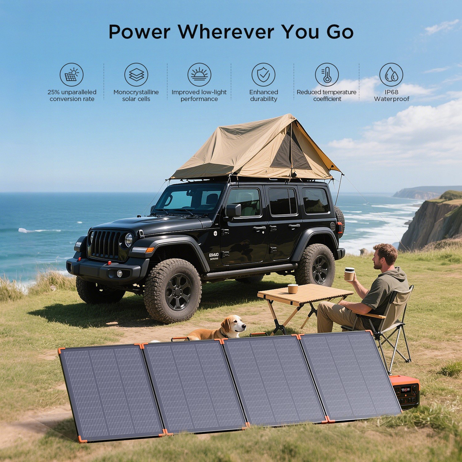 ZOUPW 300W Foldable Solar Panel N-Type 16BB for Power Station Camping RV Trip