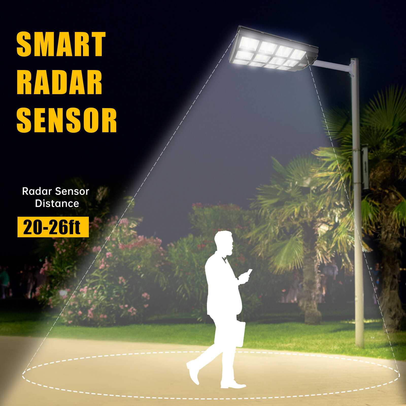 Solar Street Light 1600W Super Bright Dusk to Dawn Pole Sensor+Radar+Remote