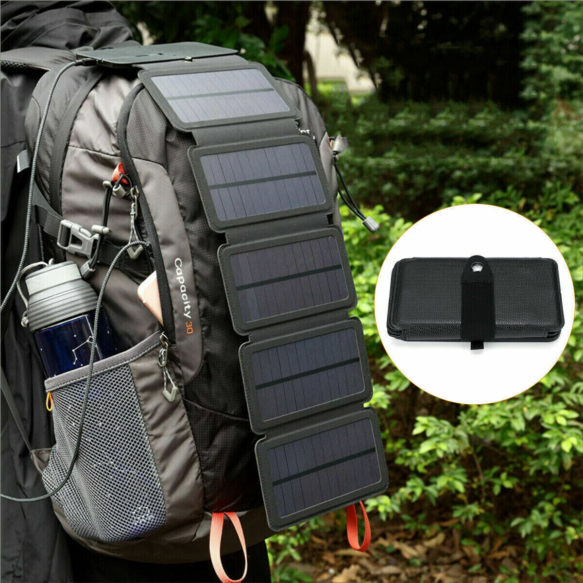PFCTART USB Portable Charger Panel Solar Power Bank for Cell Phone Waterproof