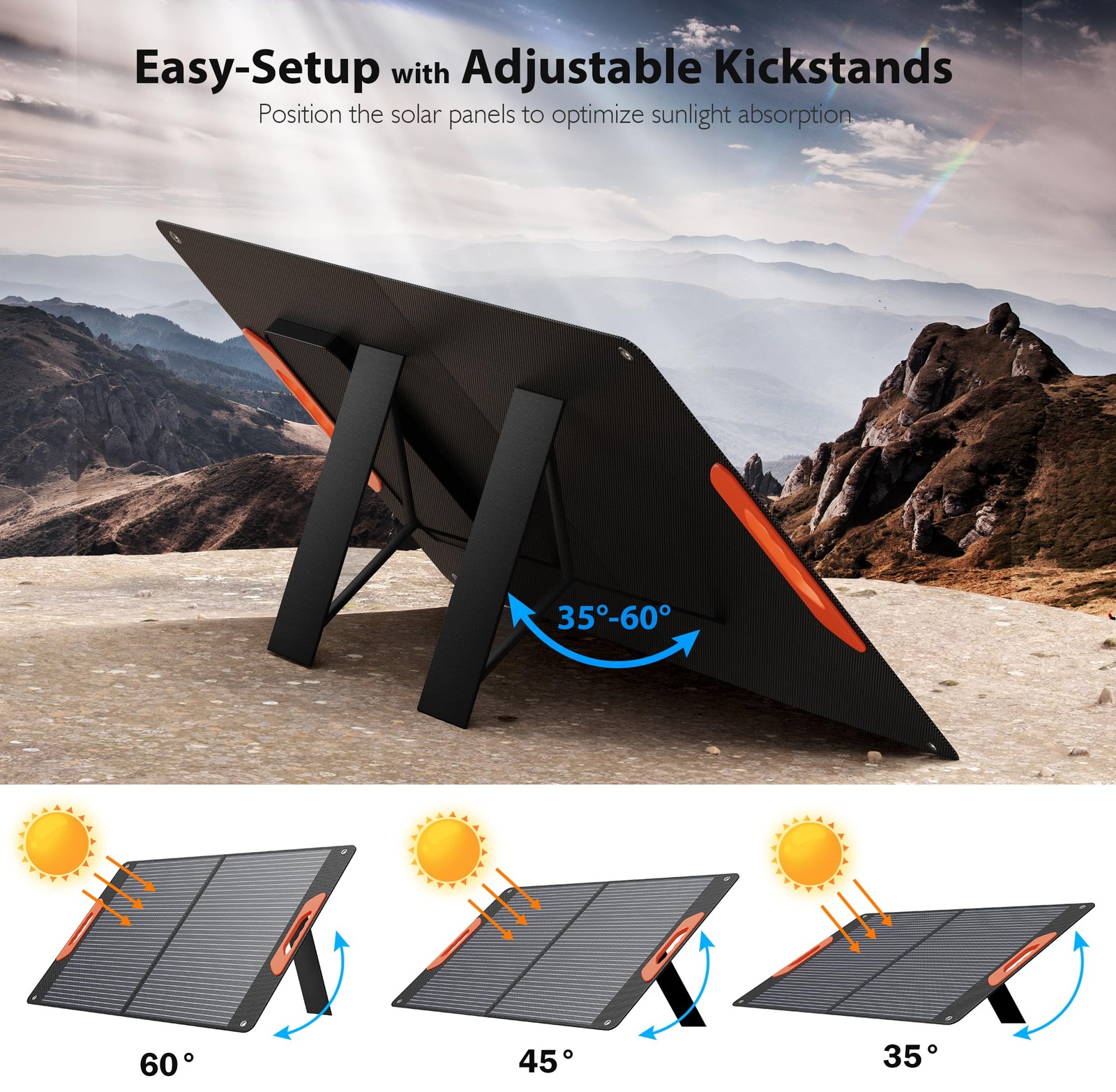 100W Portable Solar Panel for Power Station, Foldable Solar Charger with High…