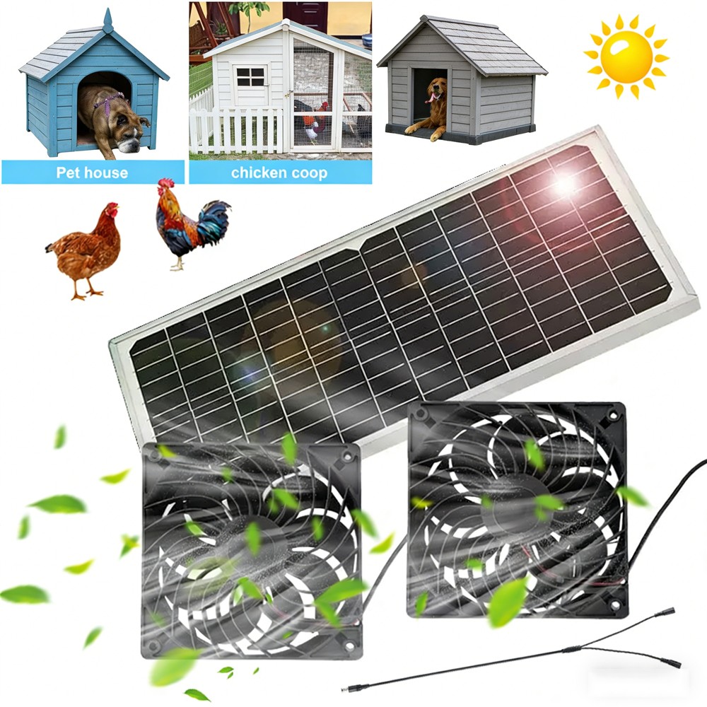 30W Solar Powered Fan/Solar Exhaust Fans for Outside/Solar Chicken Coop Dual Fan