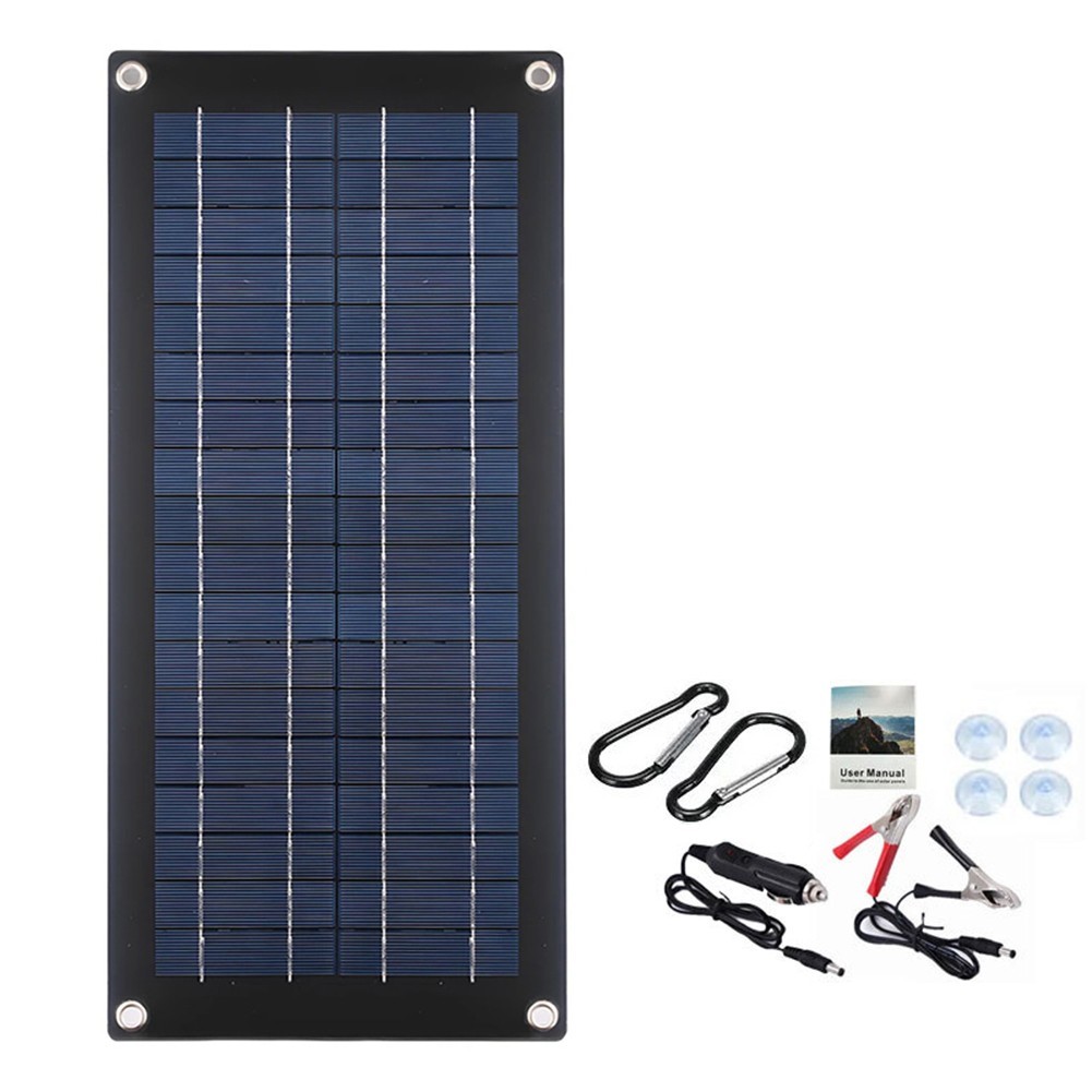 60W 18V Solar Panel Charger for Car RV Van Boat with Dual 5V USB Outputs