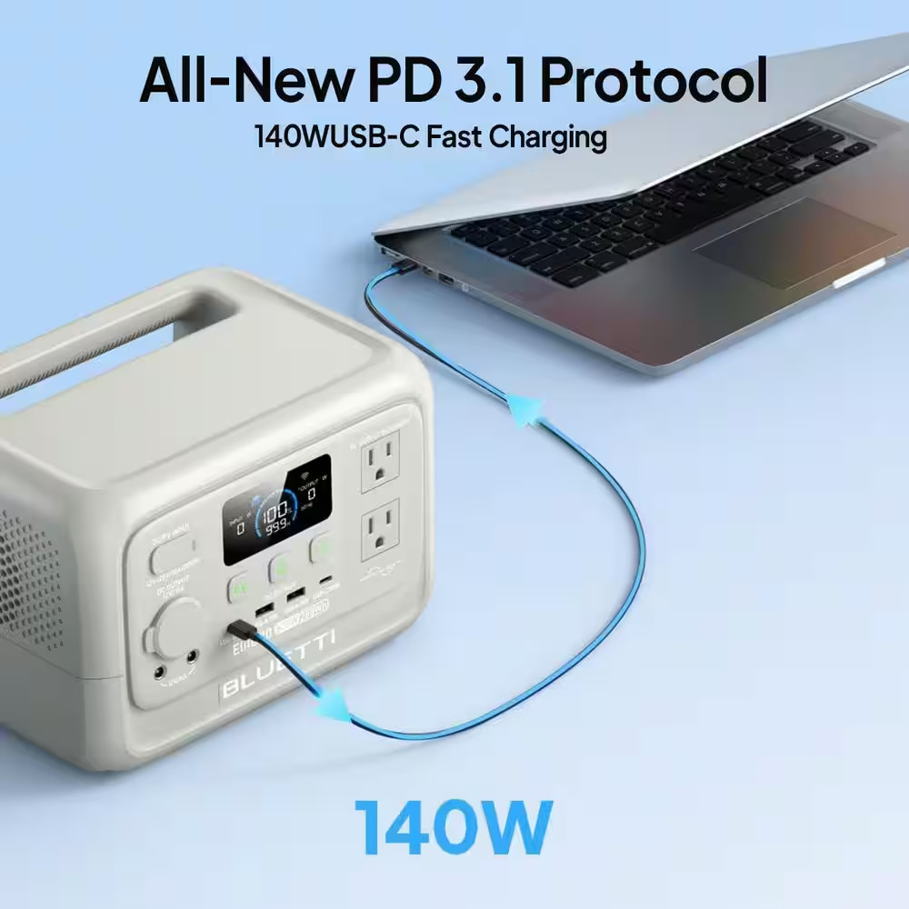600W Continuous/1500W Peak Output 288Wh Portable Power Station, Push Button Star