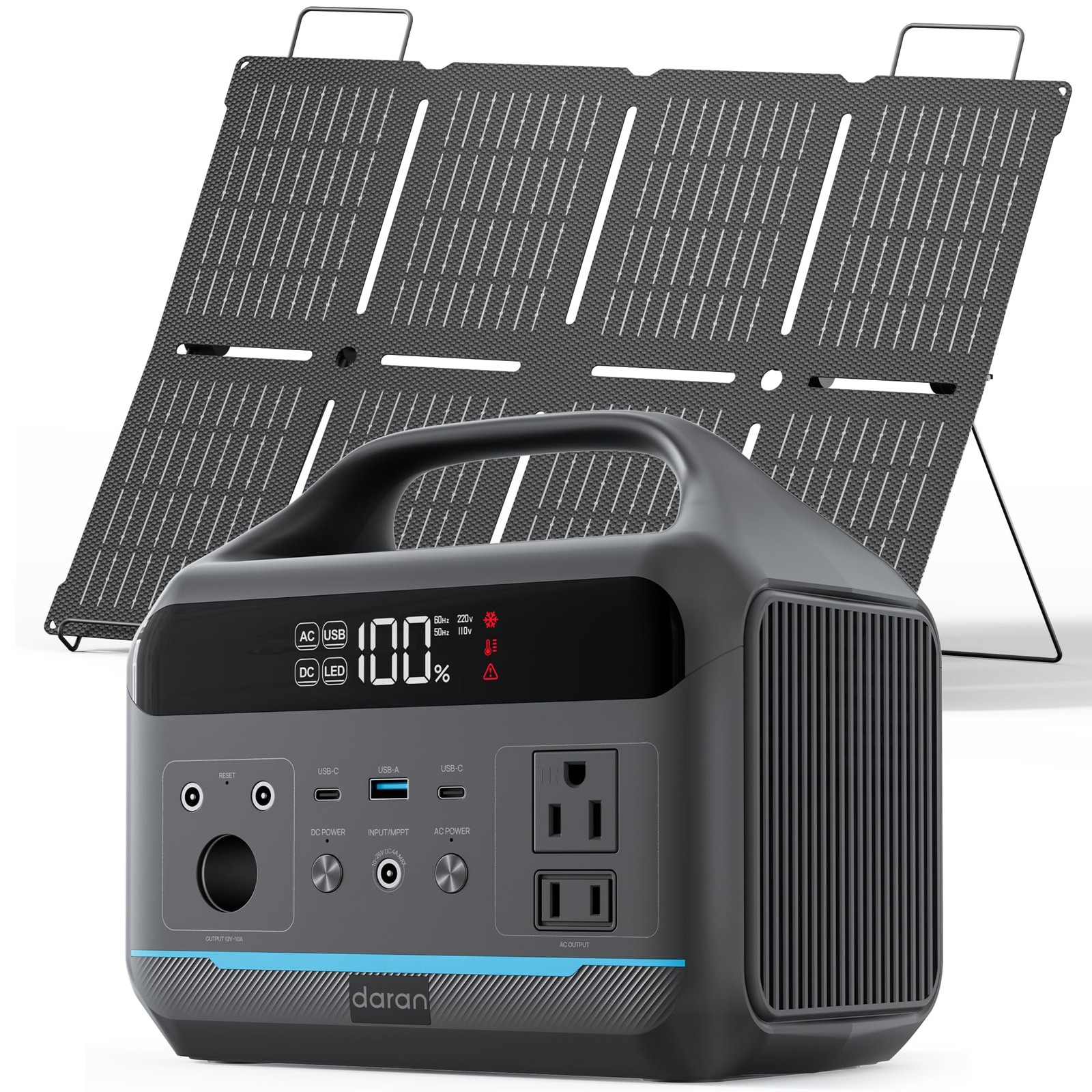 DARAN Portable Power Station 600W with 80W Solar Panel, 288Wh LiFePO4 Solar G…