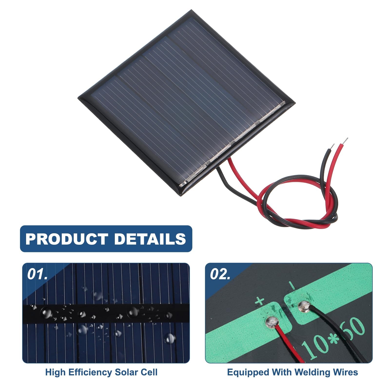 MECCANIXITY 10 Pcs 2V 0.22W 110mA Mini Solar Panels, Small Black