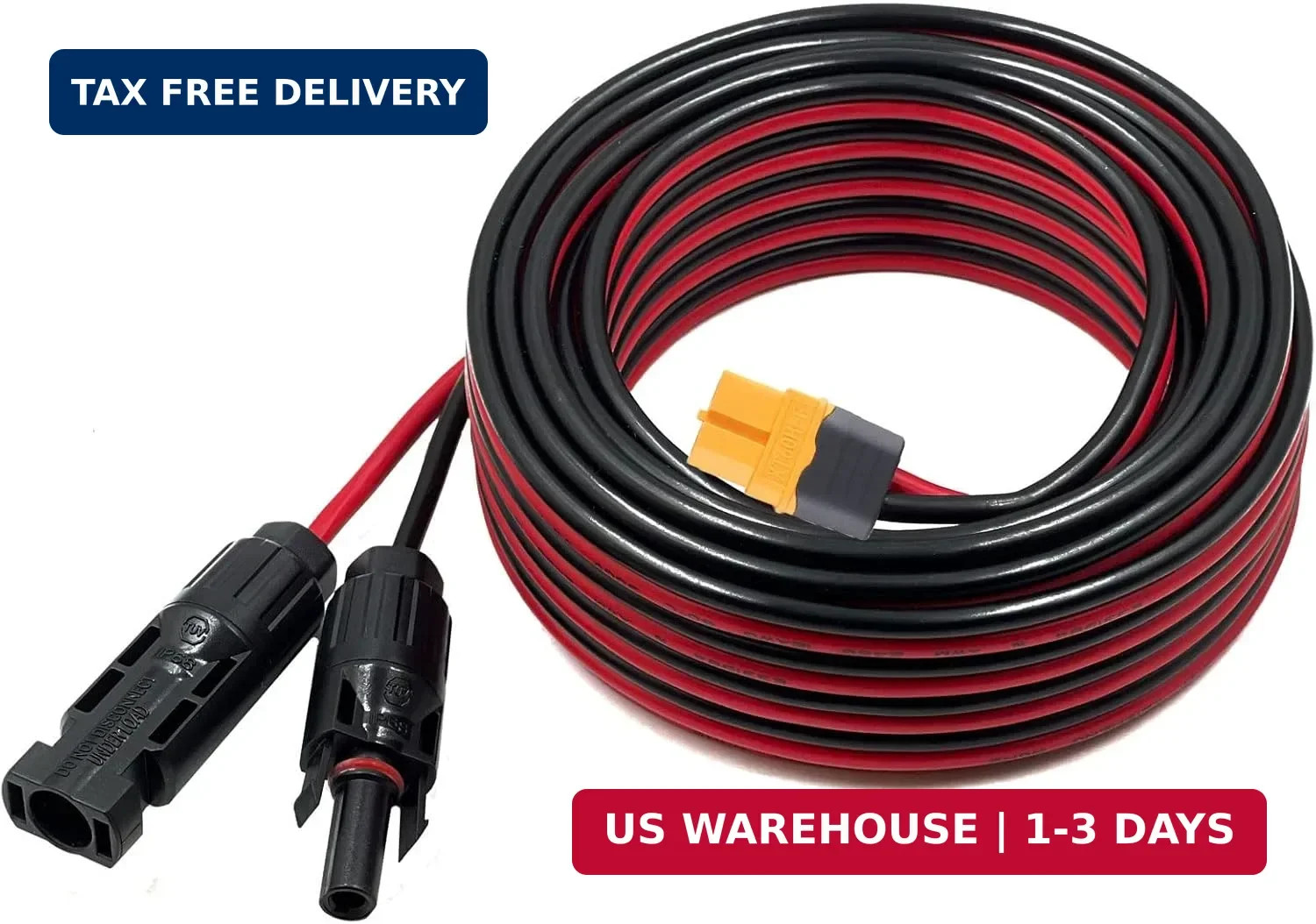 Solar to XT60 Charge Extension Cable 25FT 12AWG XT60 Adapter to Solar Panel Conn