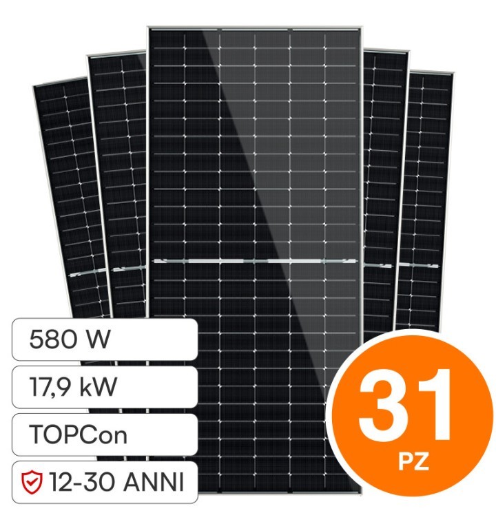 V-Tac Kit 17.98kW 31 Solar Photovoltaic Panels Jinko 580W Monocrystalline
