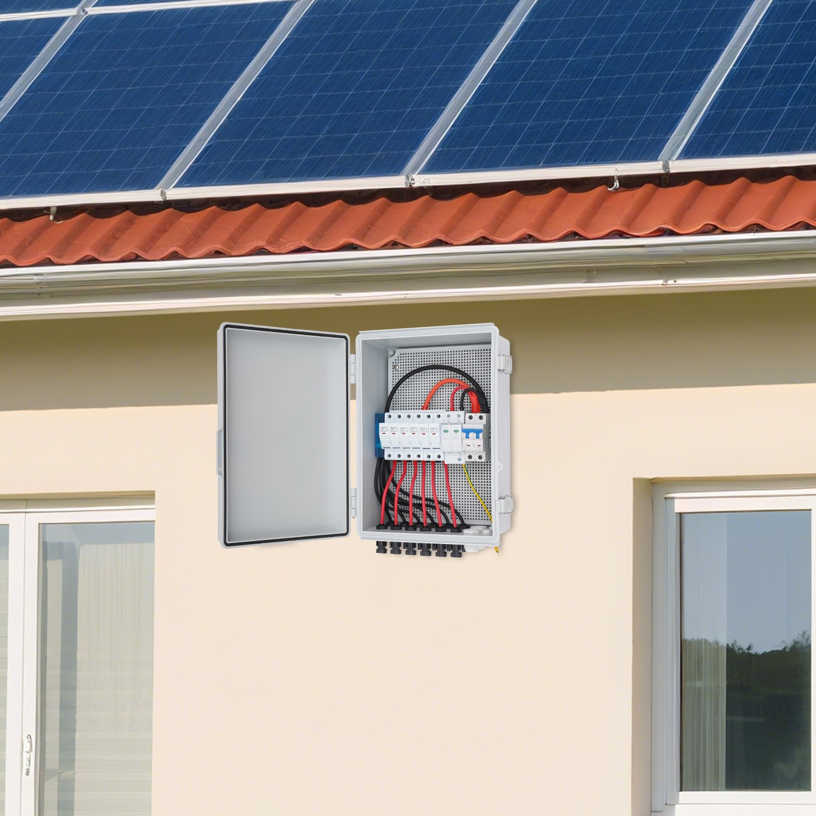 Solar PV Combiner Box With Lightning Protection 63A 6 strings For Solar Panel