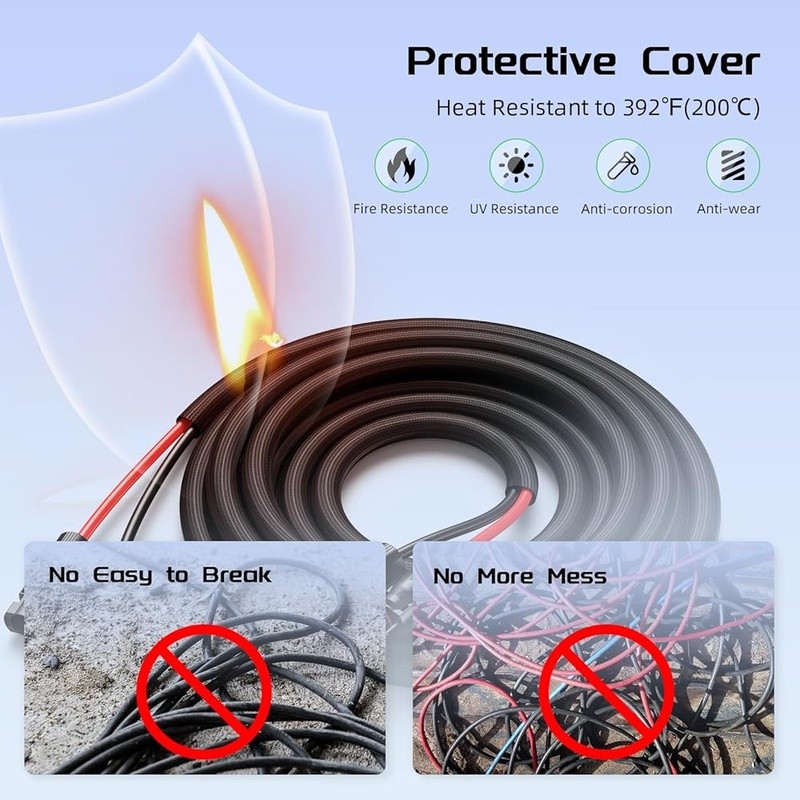 Flame Retardant Solar Cable 30FT Waterproof PV Wire IP68 Locking Connectors New