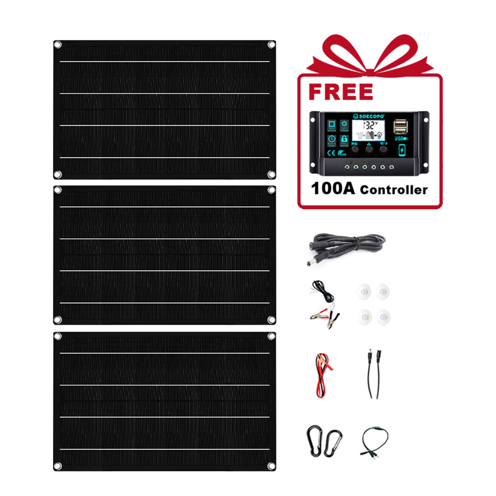 2400W Solar Panels – 3 x 800W Lightweight + Y-Cable for Emergency