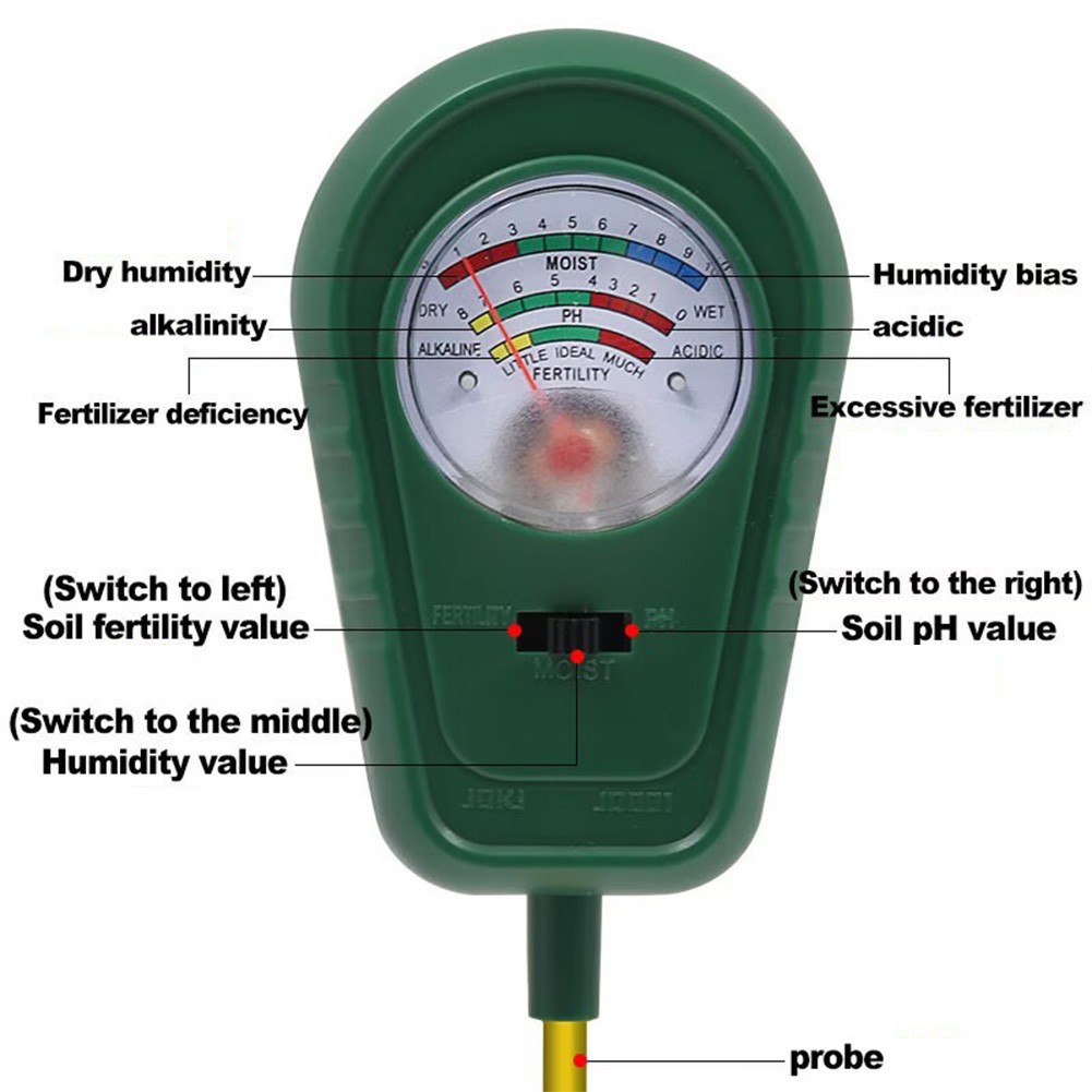 PH Meter Soil Tester Garden Beds Potted Plants Measures Moisture PH Fertility