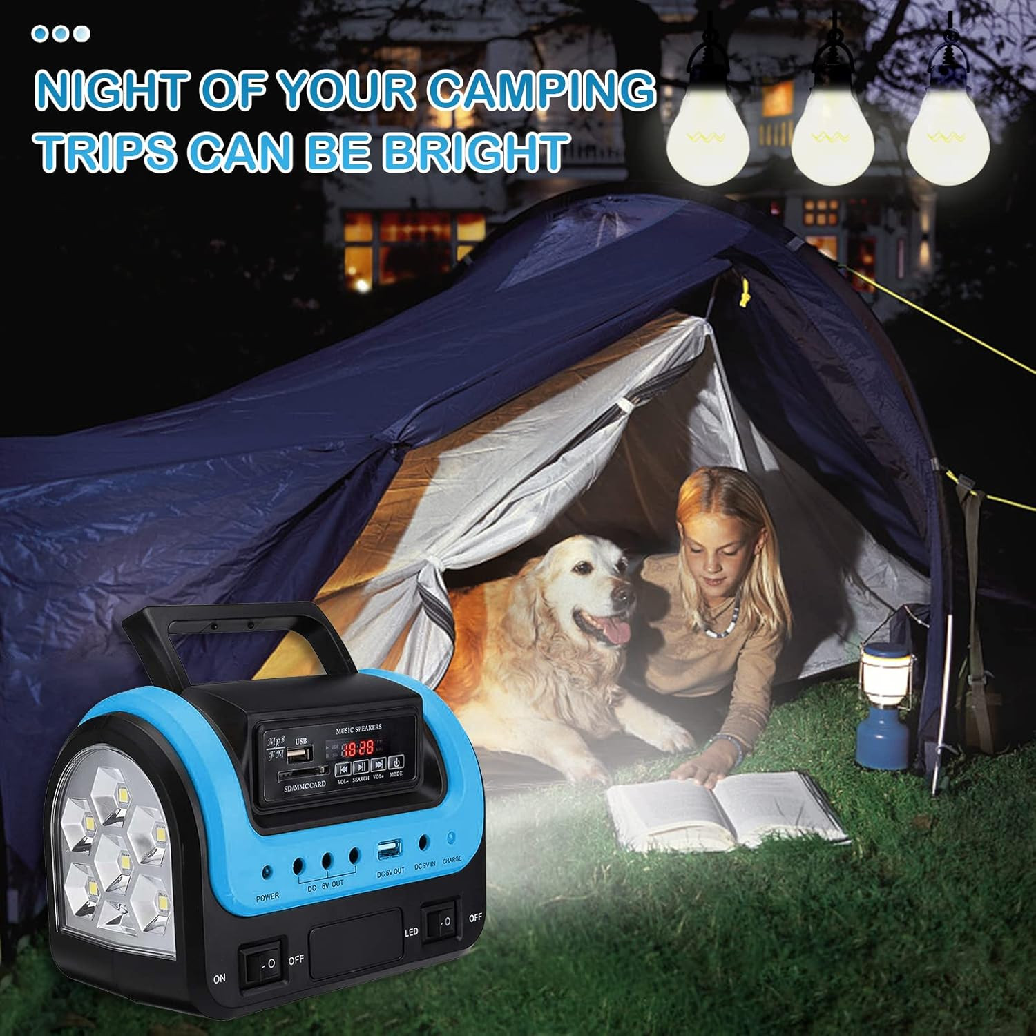 Portable Solar Generator & Power Bank with Flashlight for Camping & Emergencies