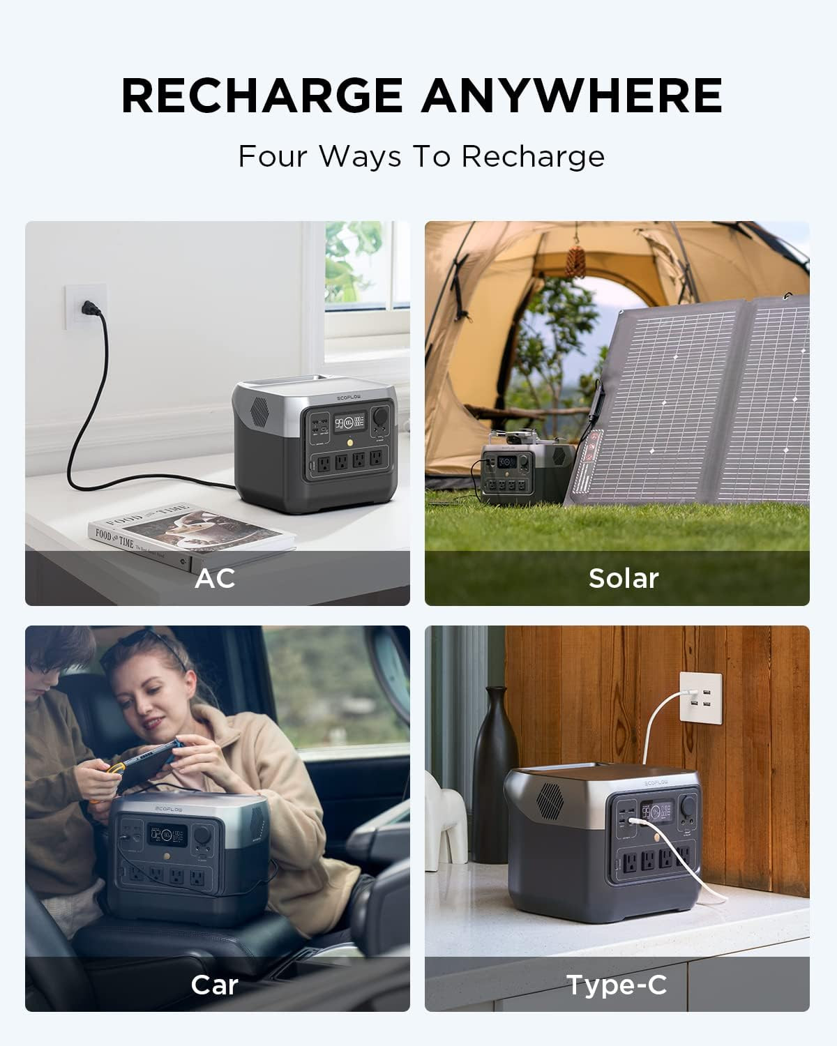 Portable Power Station RIVER Pro, 768Wh Lifepo4 Battery, 70 Min Fast Charging,