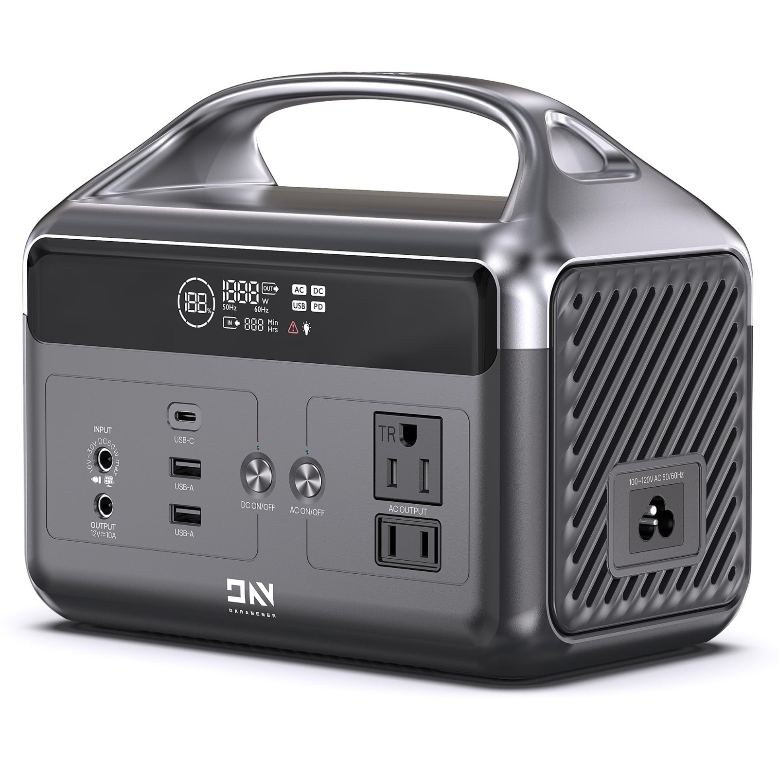 Portable Power Station 192Wh Solar Generator, 2 AC Outlets, USB-C Fast Charge, C