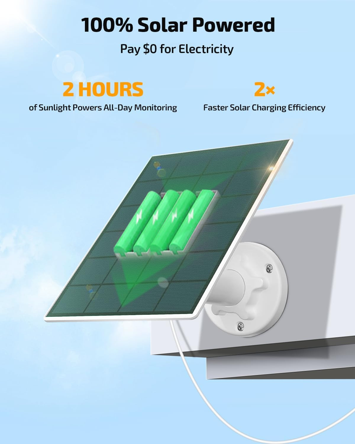 《100% Solar Powered & 2-Way Audio》Outdoor Wireless PTZ Camera System, 4MP Solar