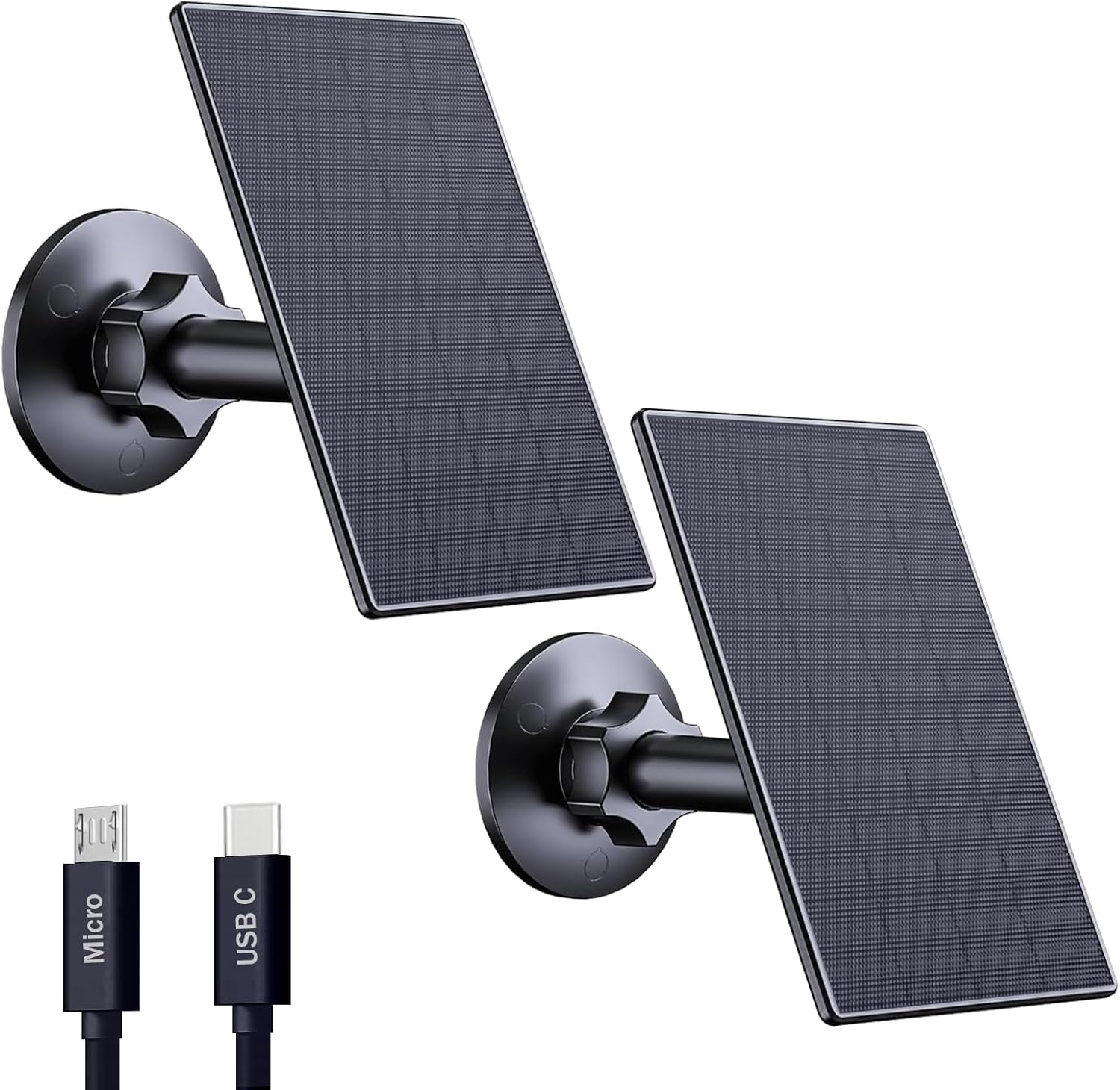 Zivif 2W Solar Panel for Security Cameras, Solar Charger with Micro USB & USB-C