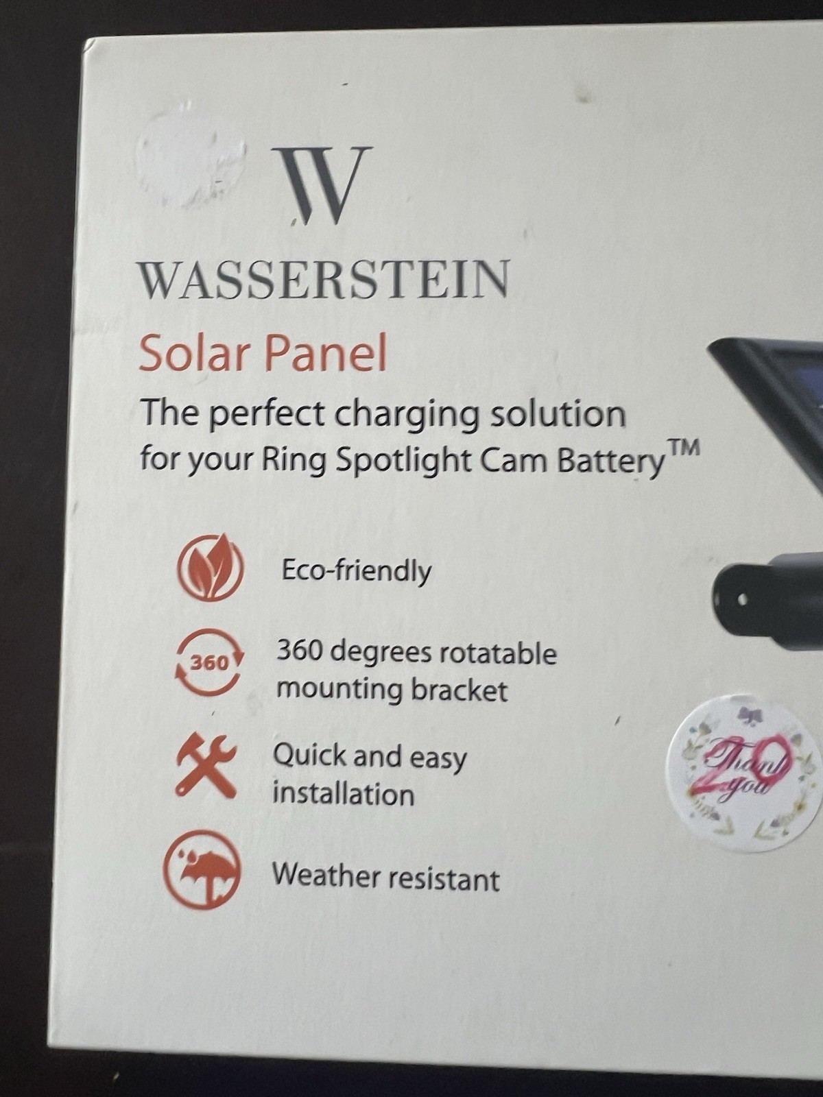 Wasserstein Solar Panel NIB (4348A) Blink Compatible