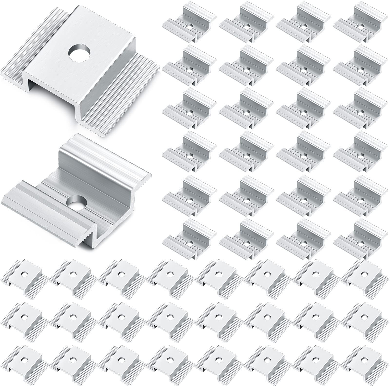 48 Pack Solar Panel Mid Clamps 1.06 Inch Solar Panel Bracket Aluminium Mounti…