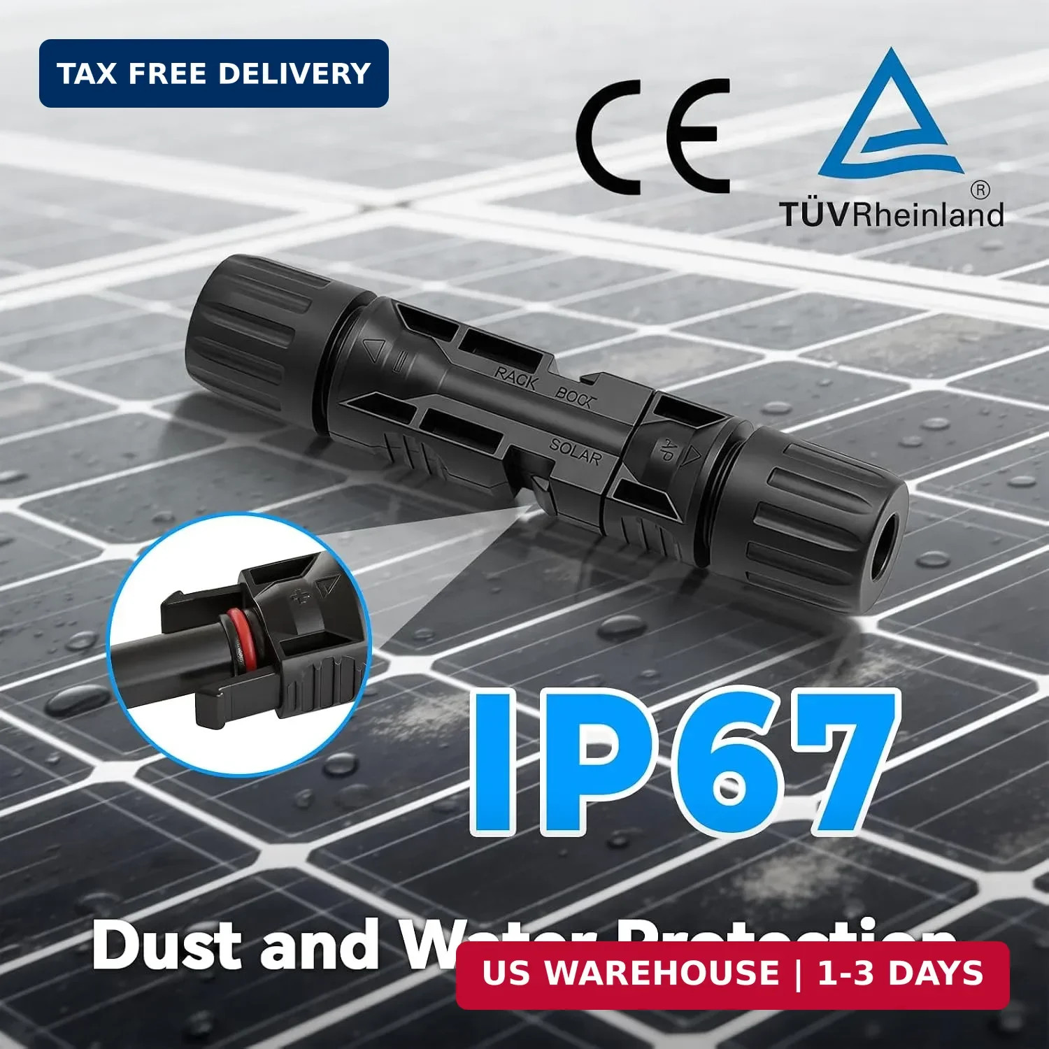 12 Pairs (Male+Female) Solar Connectors with Spanners, IP67 MC4 Connector 1000V/