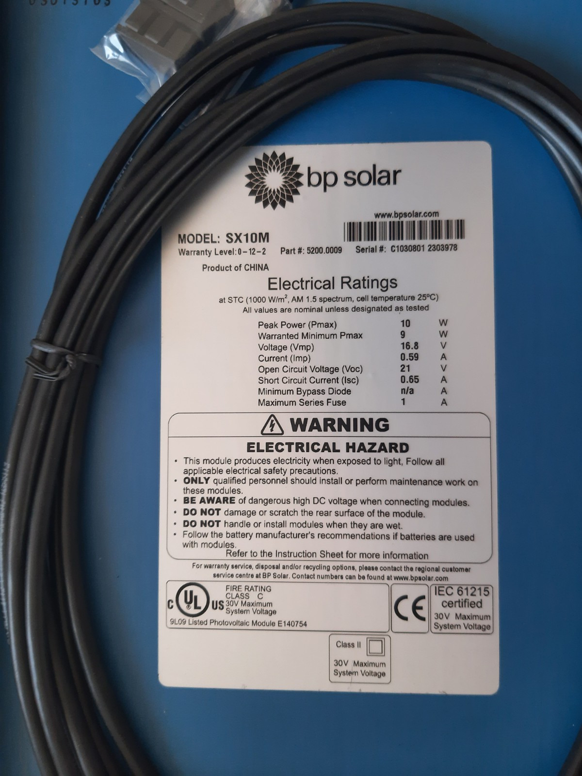 BP Solar SX10 10W Photovoltaic Solar Panel / Multimount Frame NOS