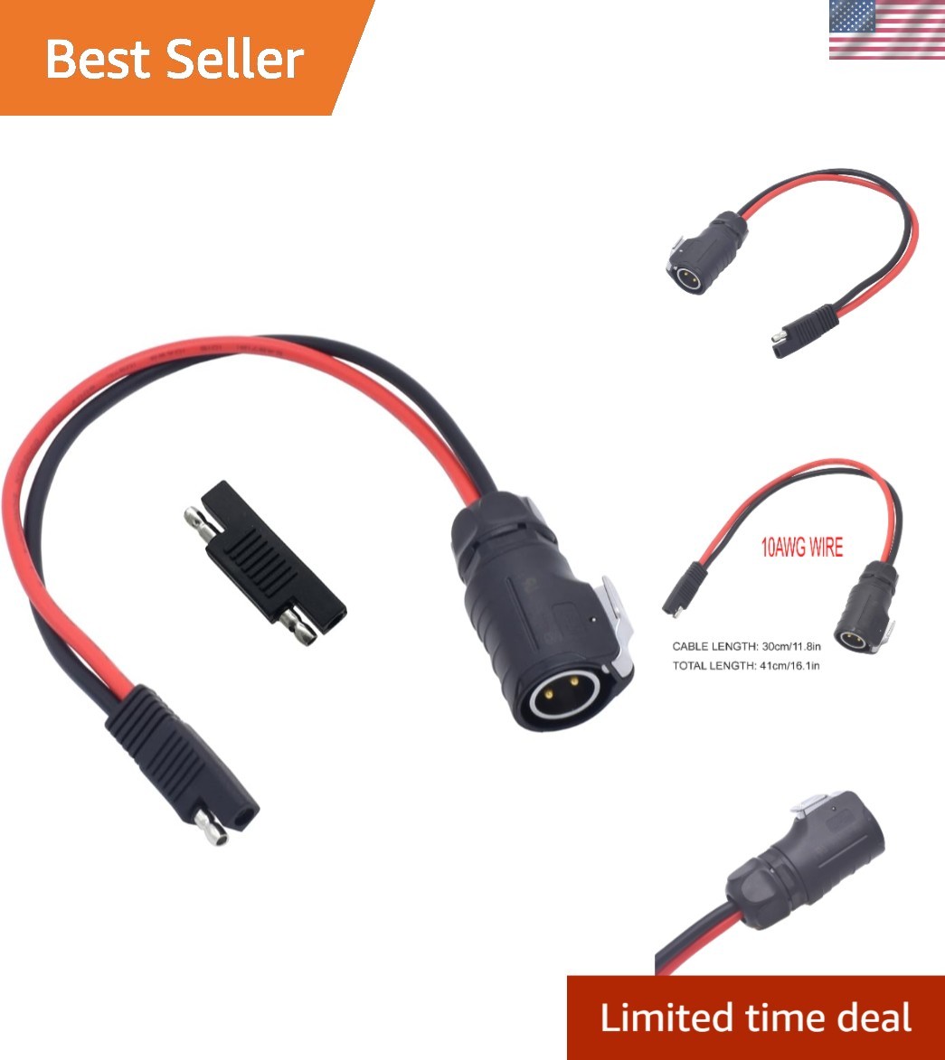 High Current 10AWG 2 Pin to SAE Cable – Ideal for Grand Design RV Solar Ports