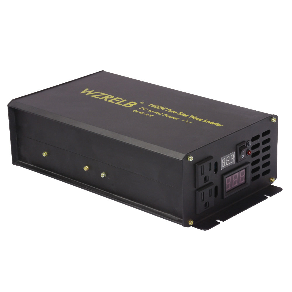12V Power Inverter Pure Sine Wave 1500 watt Car Power Supply Truck Solar RV Home