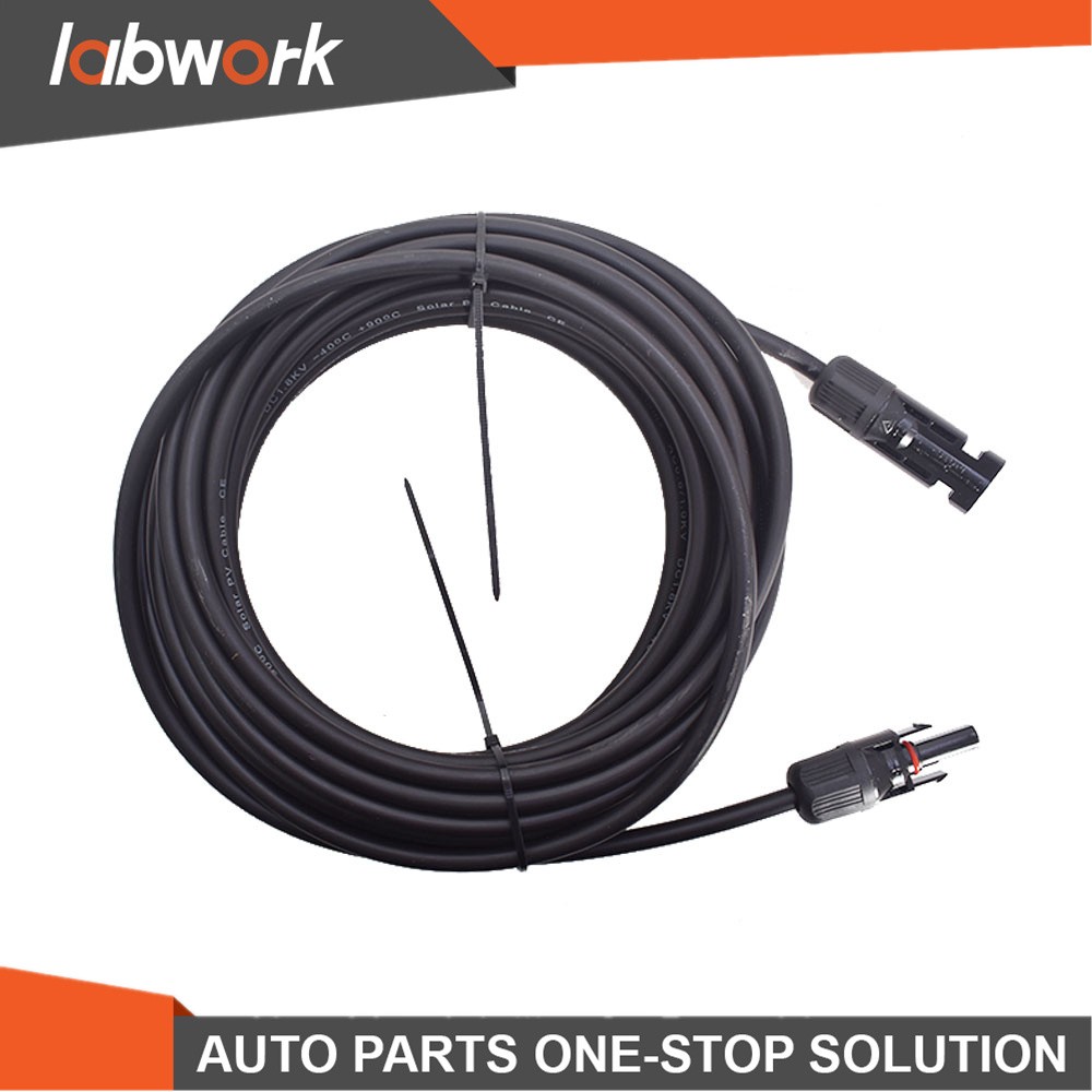 Labwork 1 Pair 25FT 10AWG Red+Black Solar Panel Extension Cable Wire Connector