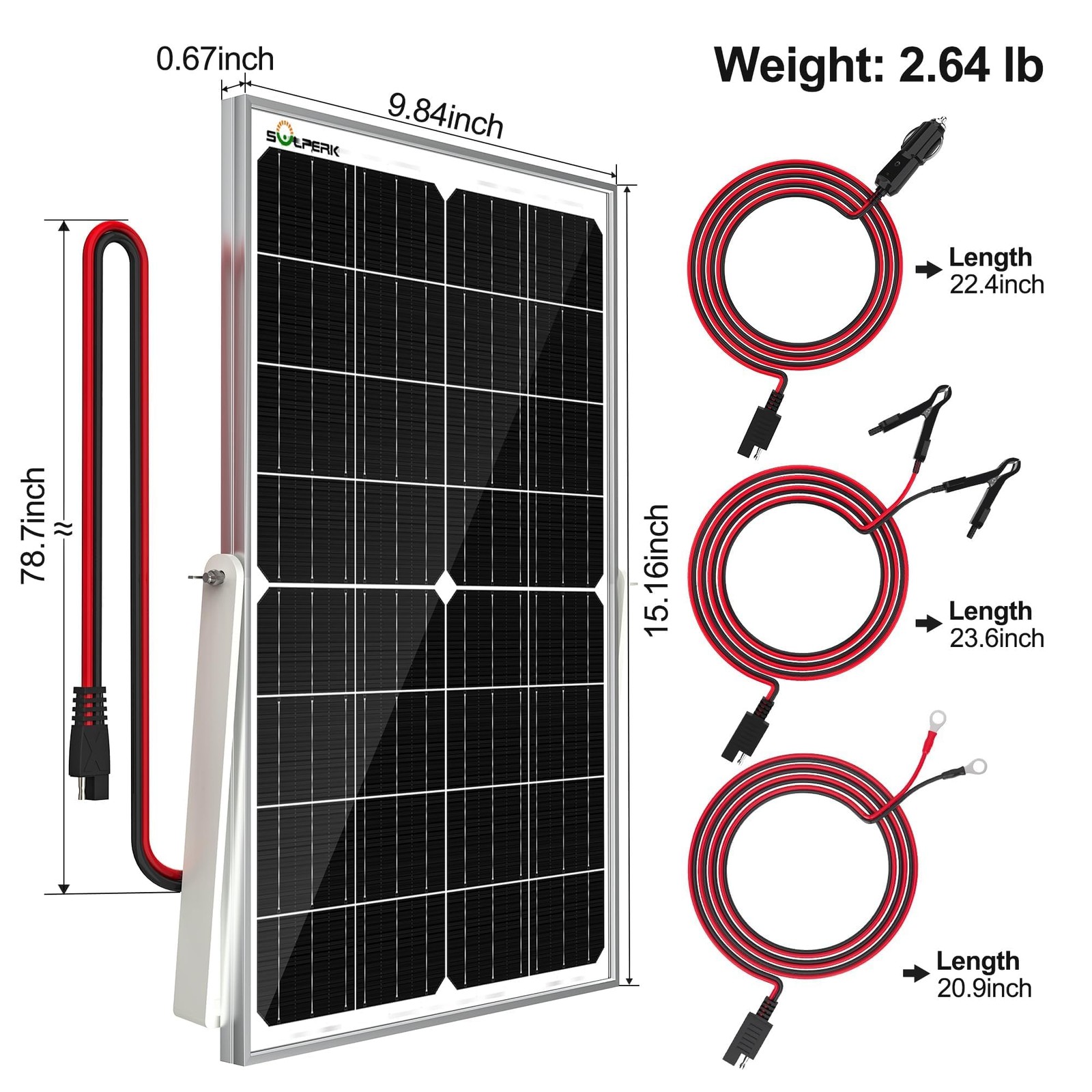 15W Solar Battery Charger 12V Waterproof + 8A Charge Controller – For RV, Boat