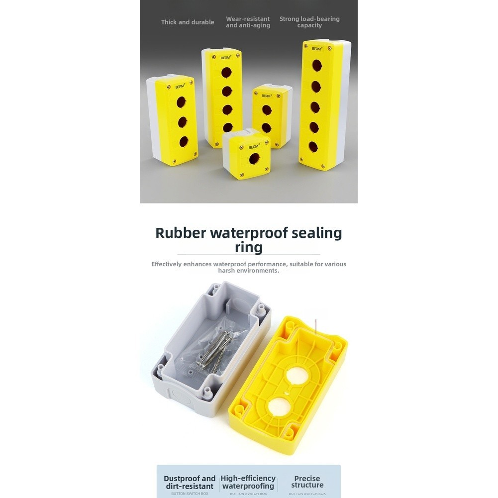 Industrial Push Button Control Box IP65 Waterproof ABS+PC Material Yellow