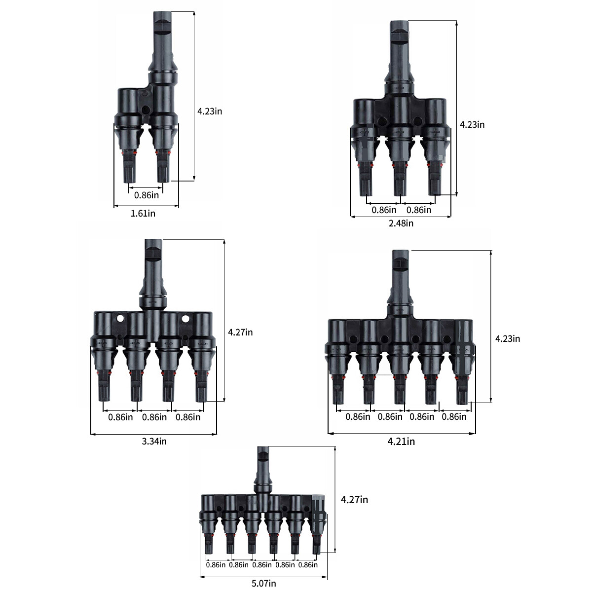 GEYA 1 Pair T Branch PV Solar panel Cable Connectors 2/3/4/5/6 IP67 Male&Female