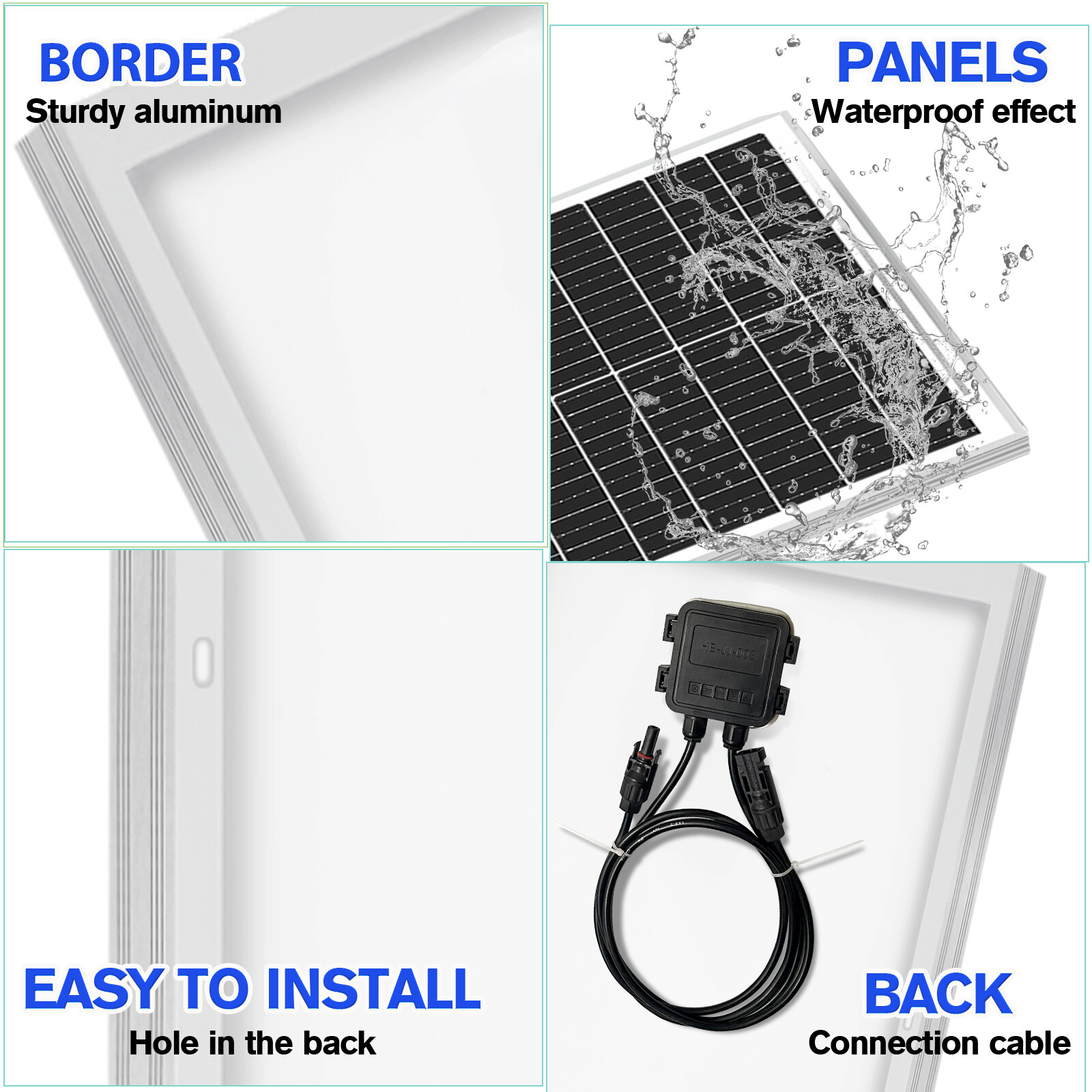 100W Watt 12V Mono Solar Panel Kit Charging Off-Grid Battery Power RV Home Boat