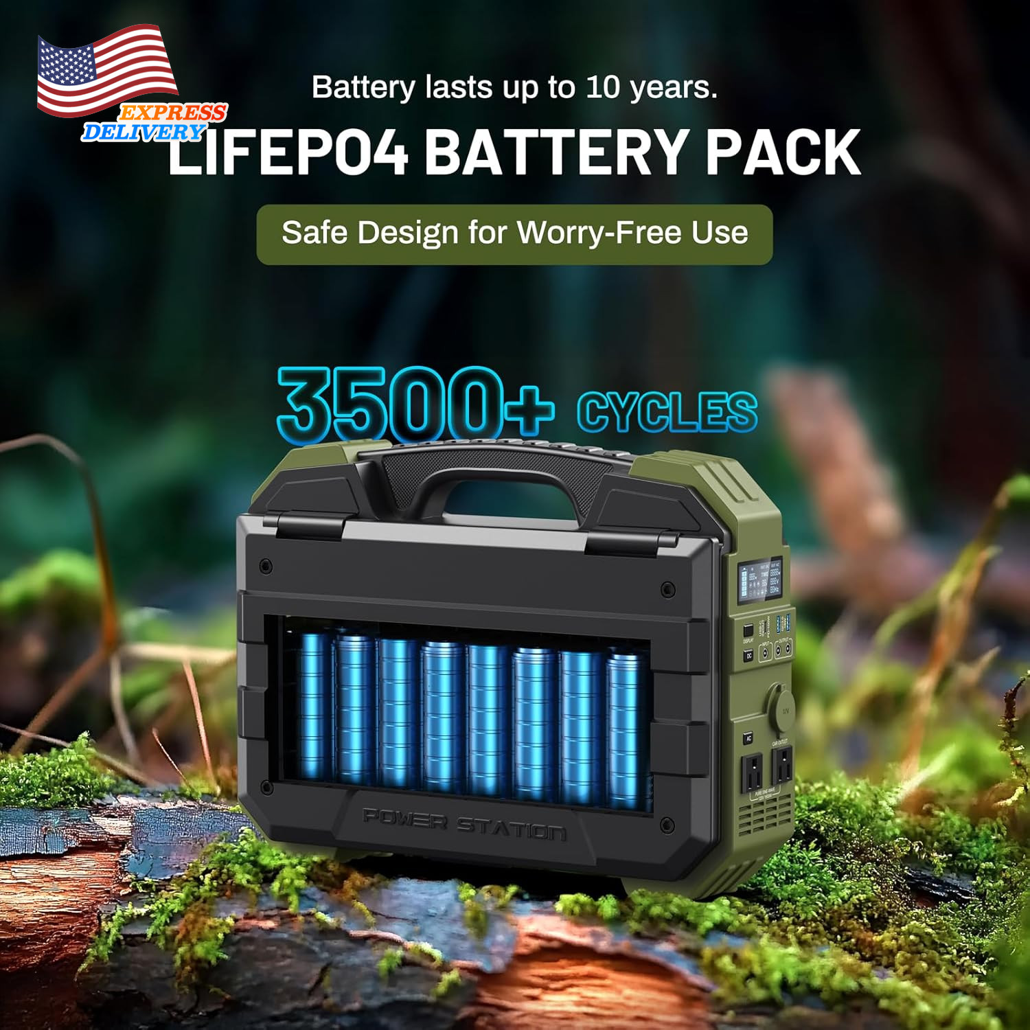1600W Portable Power Station 1024Wh Lifepo4 Battery Built-In Solar Panel NEW USA