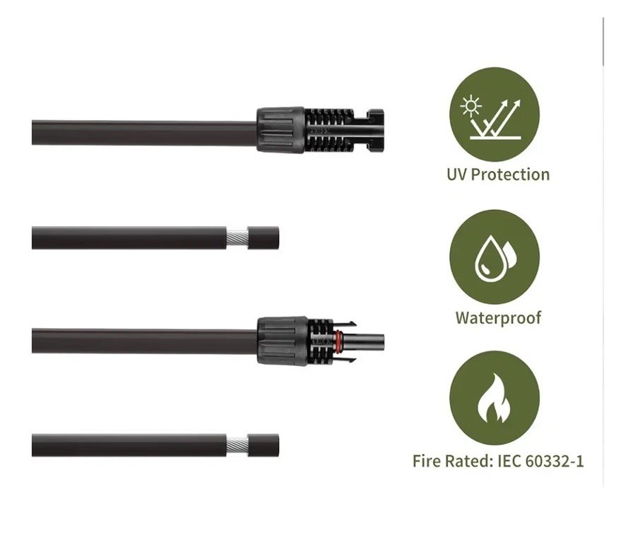 HQST 20Ft 10 AWG Adaptor Kit Solar Cable with Female and Male Connectors(1 Pair)