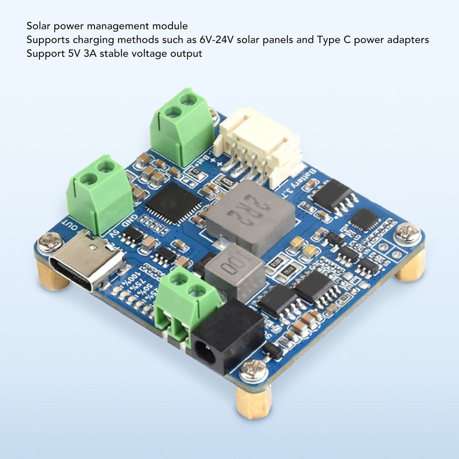 6V‑24V Solar Power Manager PCB MPPT 5V 3A Output Type C Charging Power Managemen