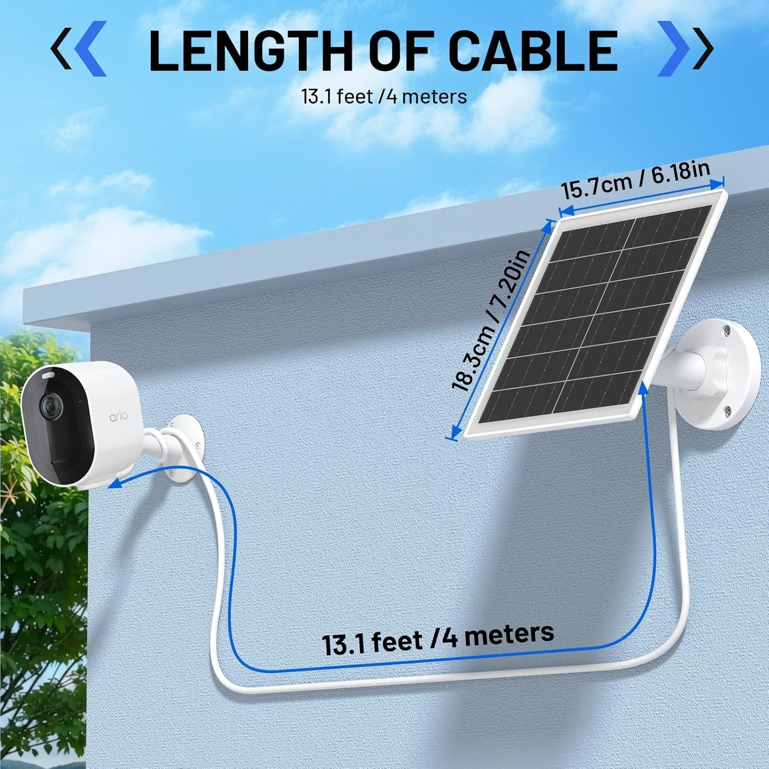 Continuous Power 5W Solar Charger for Arlo Cameras with 360° Mount – 2 Pack