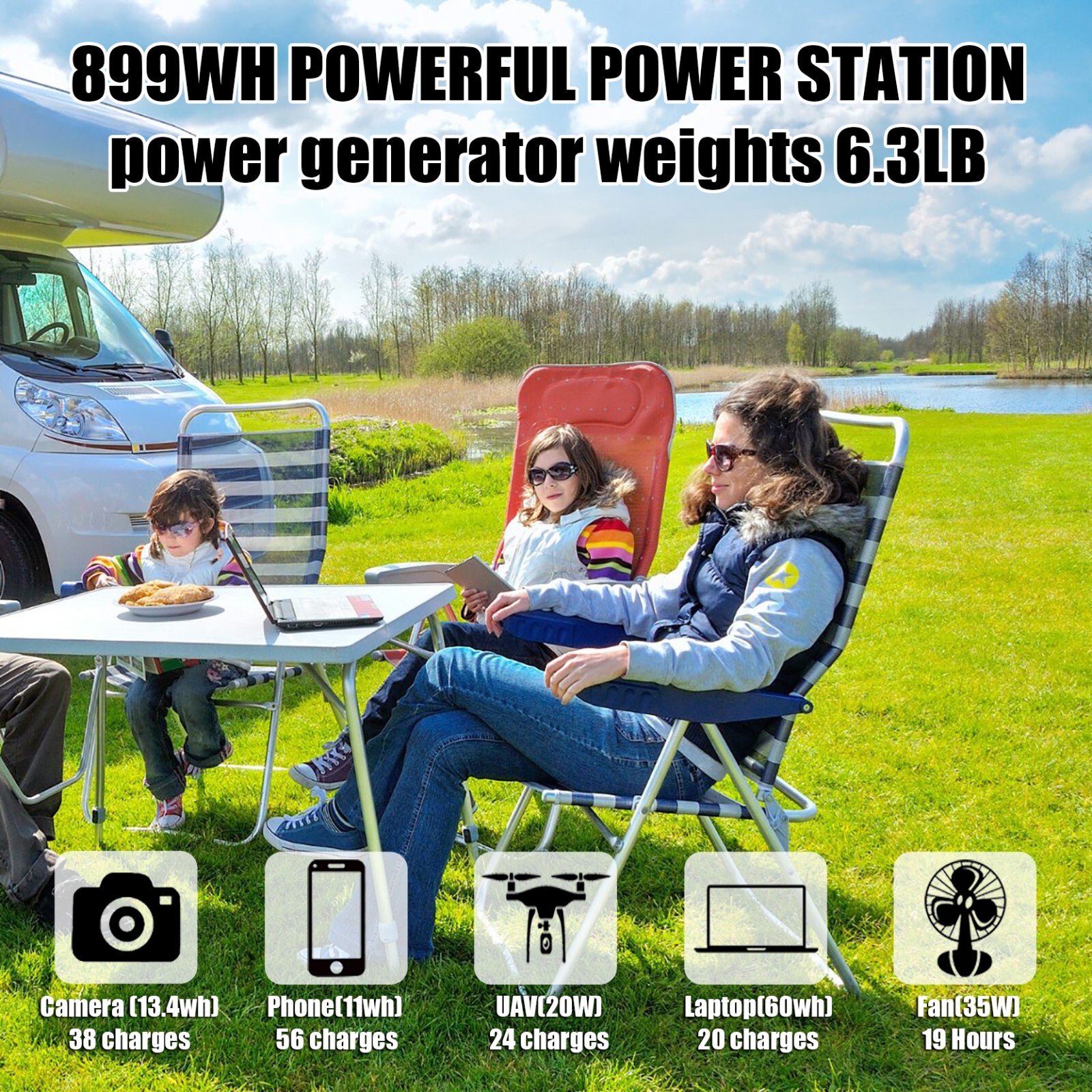 500 Portable Power Station 899Wh Backup Lithium Battery Pure Sine Wave Inverter