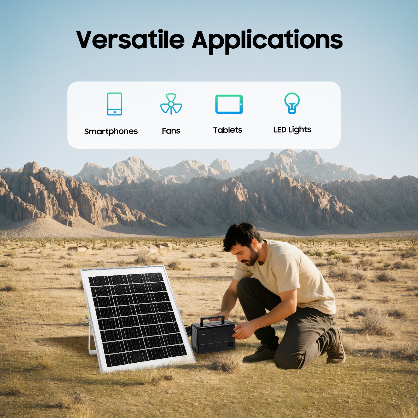 Solar Panel Power Generator Kit with 4 Bulbs Portable Battery Pack Power Station