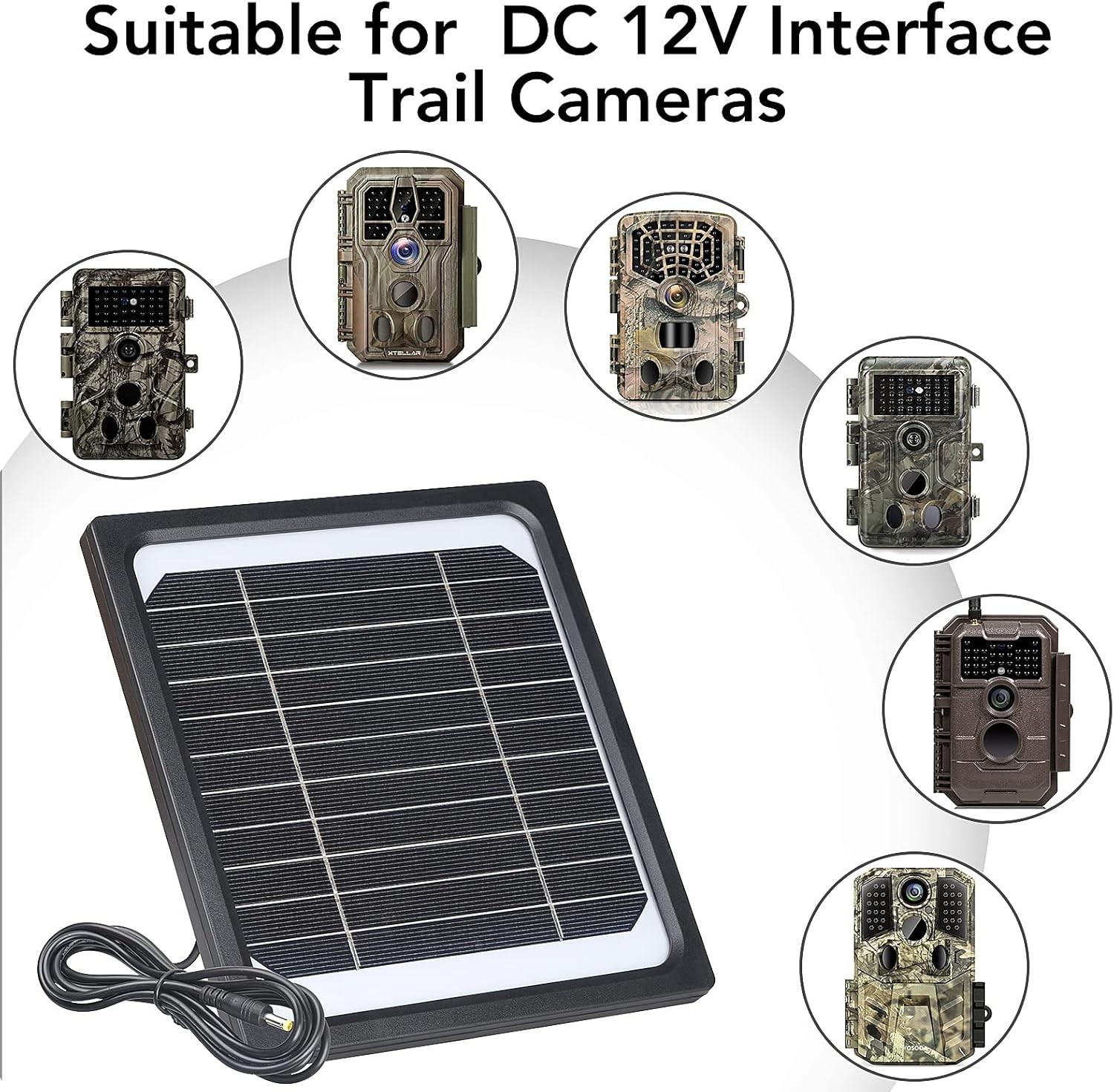 5W 12V Solar Panel for Trail Camera – Waterproof Solar Charger Kit with 5200m…