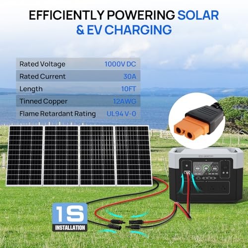 Solar to XT60i Cable 12AWG 10FT Extension Cable Solar Connector to XT60i