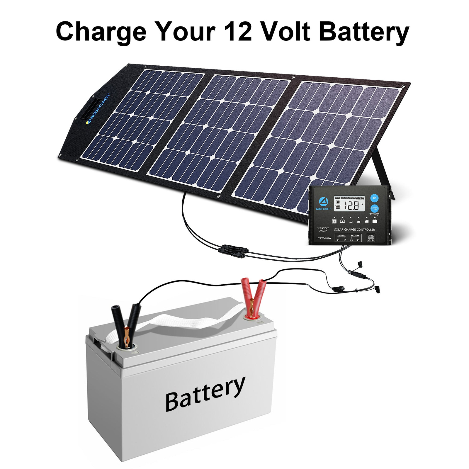 LTK 120W Foldable Solar Panel Kit With Included ProteusX 20A Charge Controller