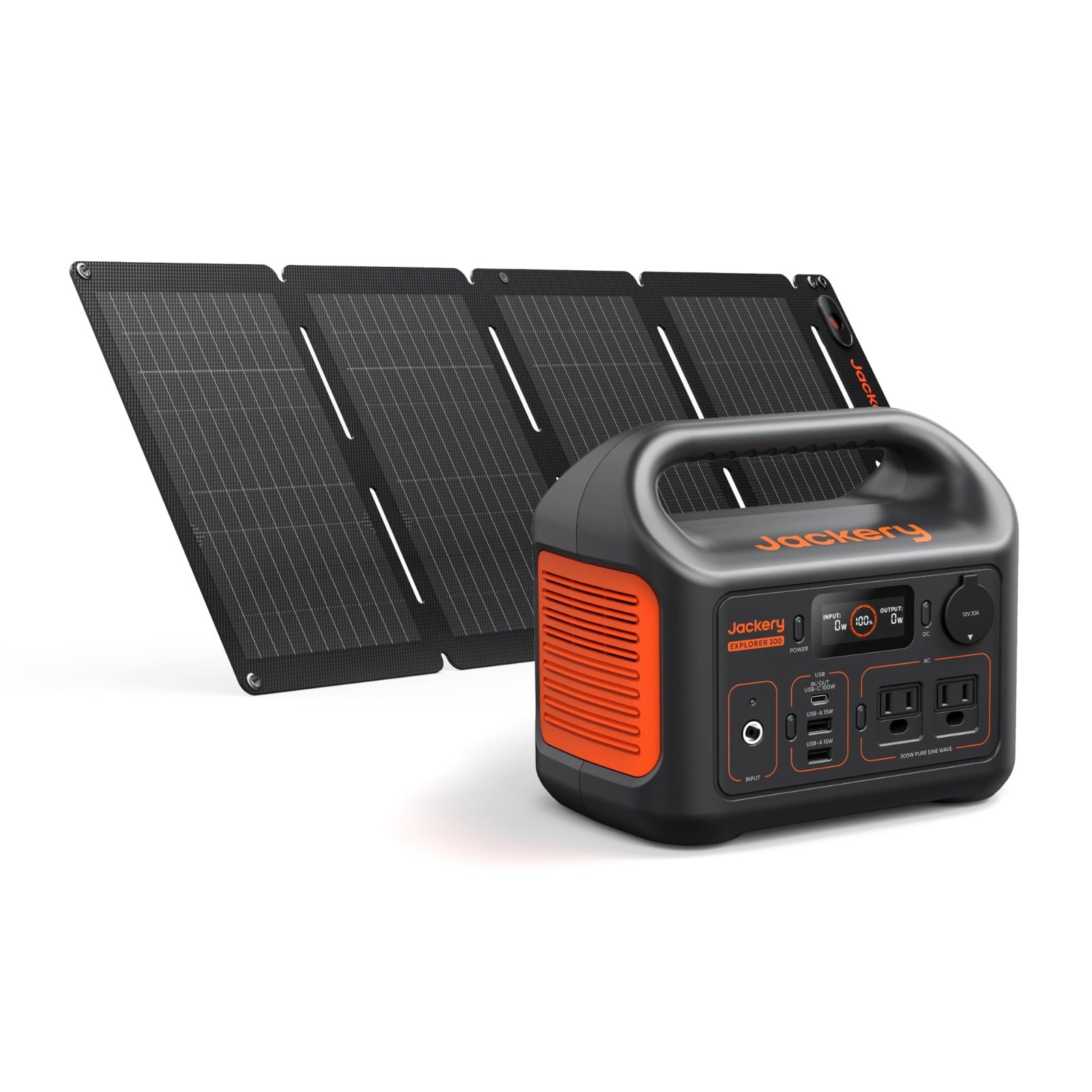 Portable Solar Generator 300W, 292Wh Power Station & 40W Solar Panel for Camping
