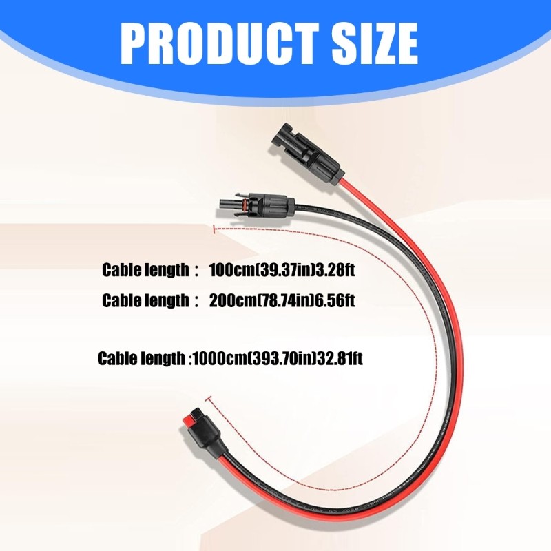 50A 600V Solars Battery Extension Wire for Power Stations Solars Generators