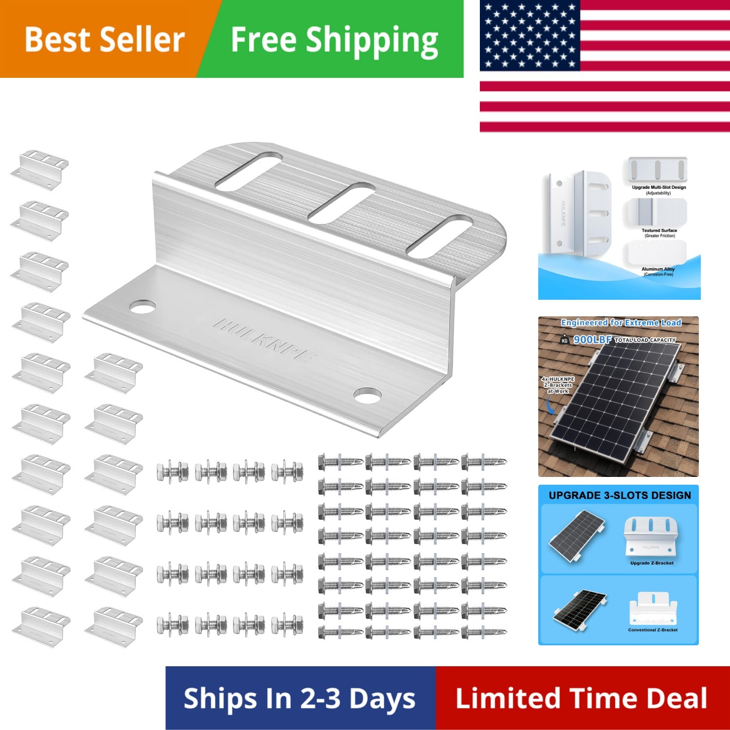 Z Brackets Solar Panel Mounting Kit 16 Pack Heavy Duty Multi-Slot Aluminum Co…