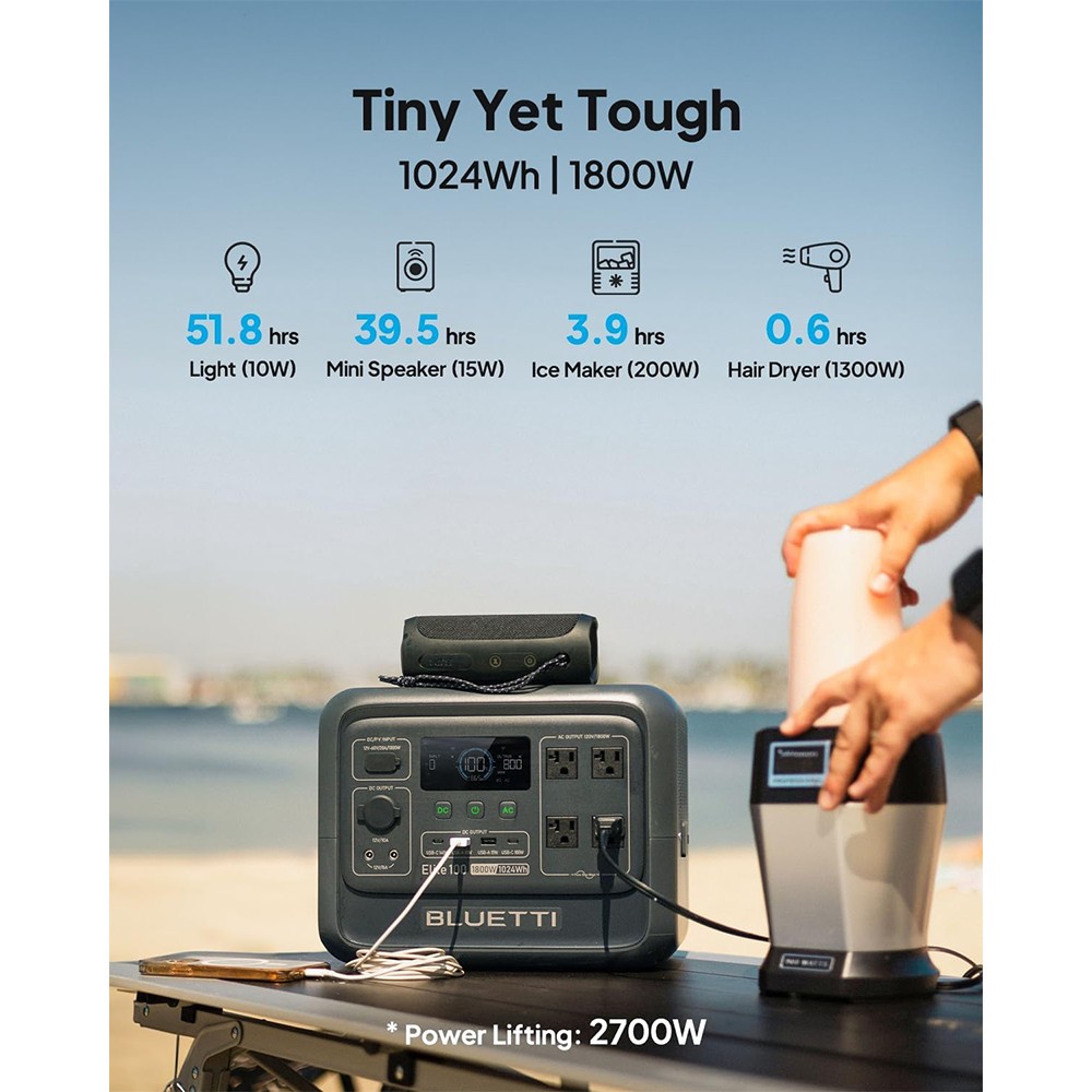 BLUETTI Elite 100 V2 1024Wh 1800W Portable Power Station Certified Refurbished