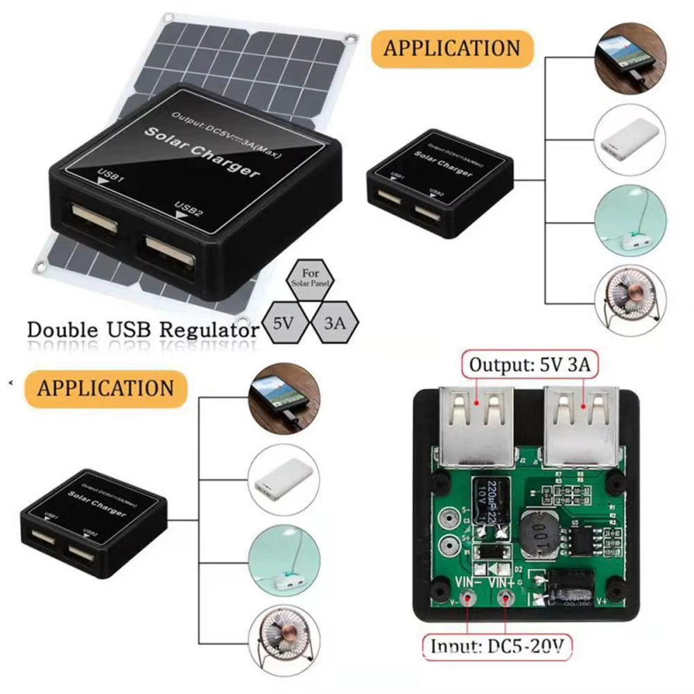 1Pcs Solar Panel Adapter USB Interface Mobile Phone Charging Voltage Stabilizer