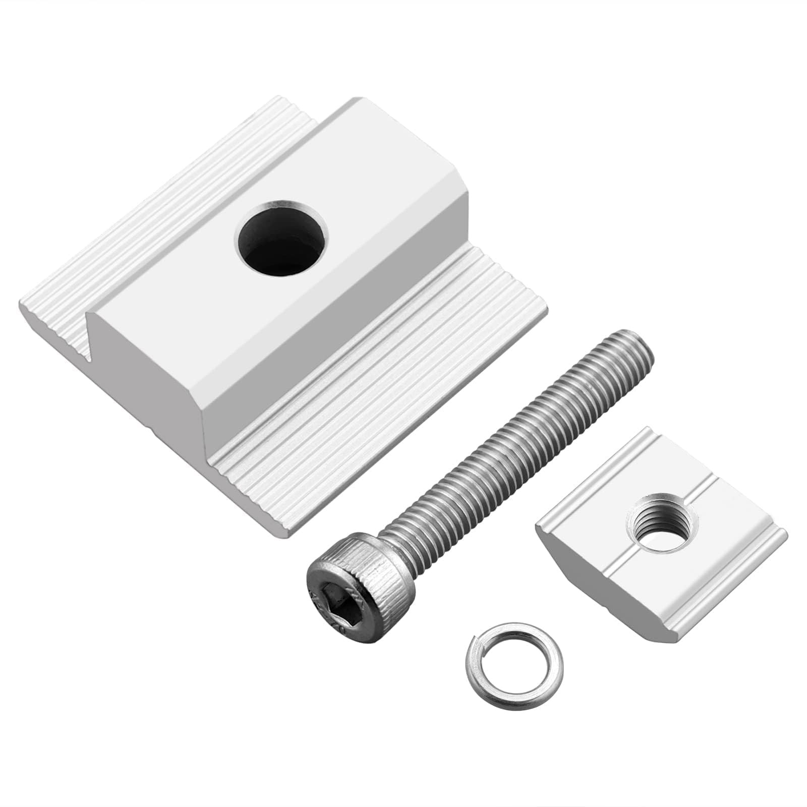 10pcs Solar Panels Centre Aluminium T-Shaped Mid Clamps 10 Screws M8 Panel