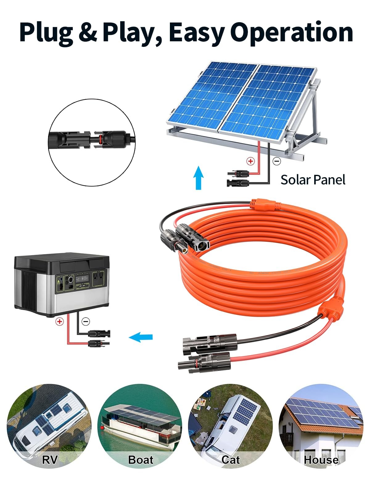 20FT 10AWG Solar Panel Extension Cable, 6mm² PV Wire with IP68 Male & Female …