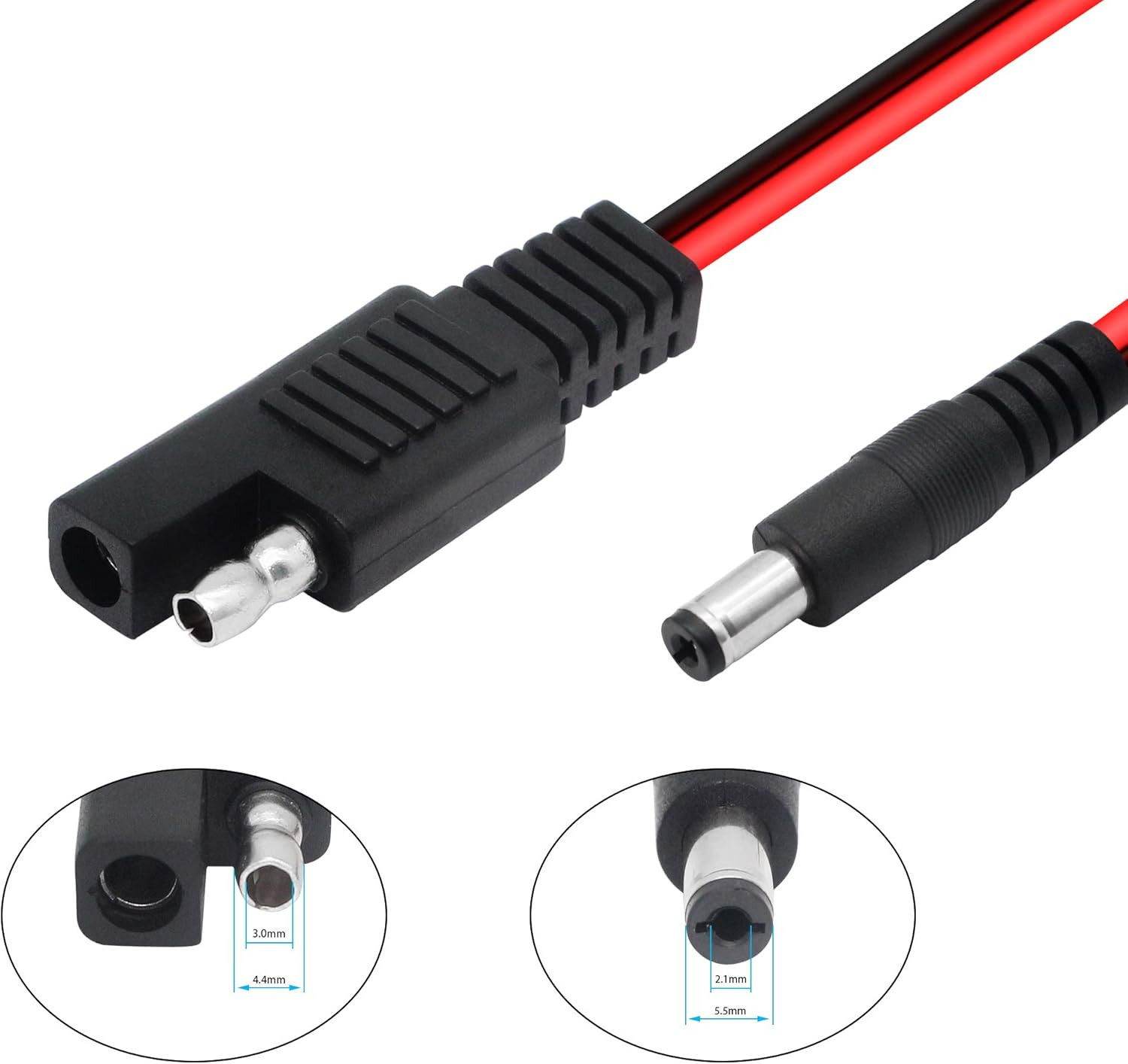 3.2 Feet 18AWG SAE Plug to DC 5.5X2.1Mm Male Converter Adapter Cable for Cars, M