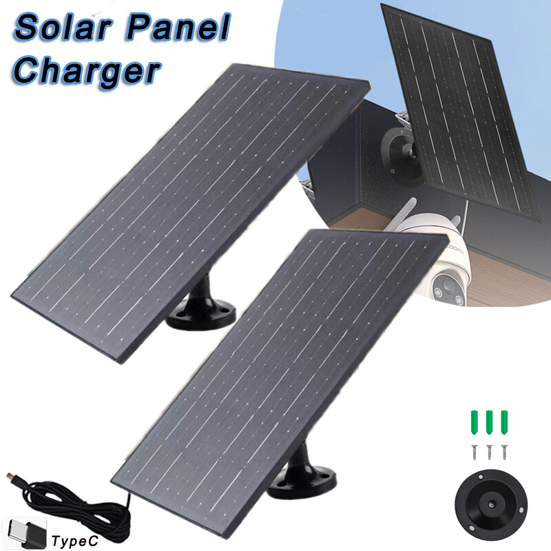 Type-C Port Solar Panel for Security Camera 30W 5V Outdoor Charger for CCTV Cam