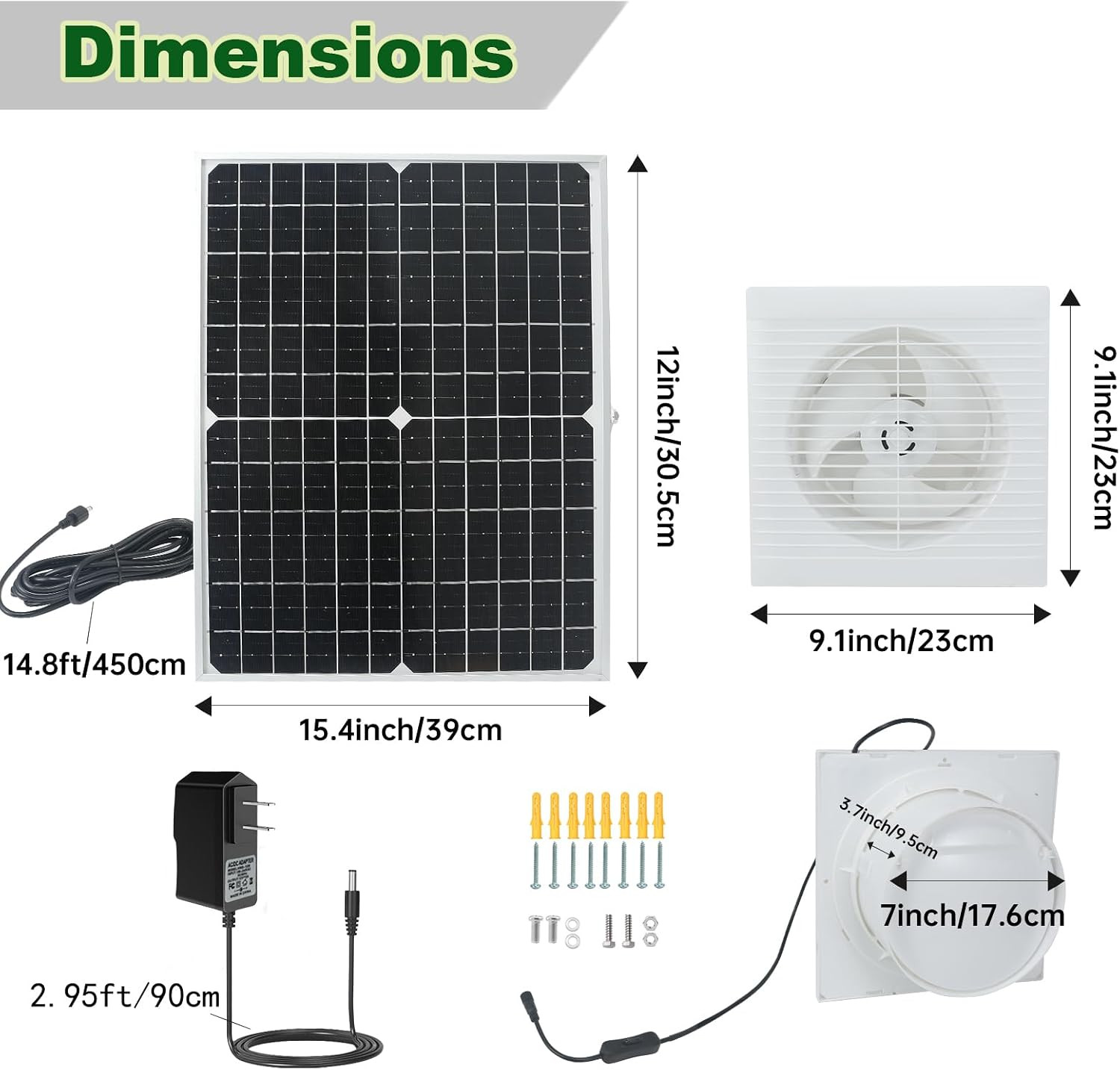 Solar Powered Fan, 9.1″ Solar Exhaust Fan Kit, 25W Waterproof Chicken Coop Fans